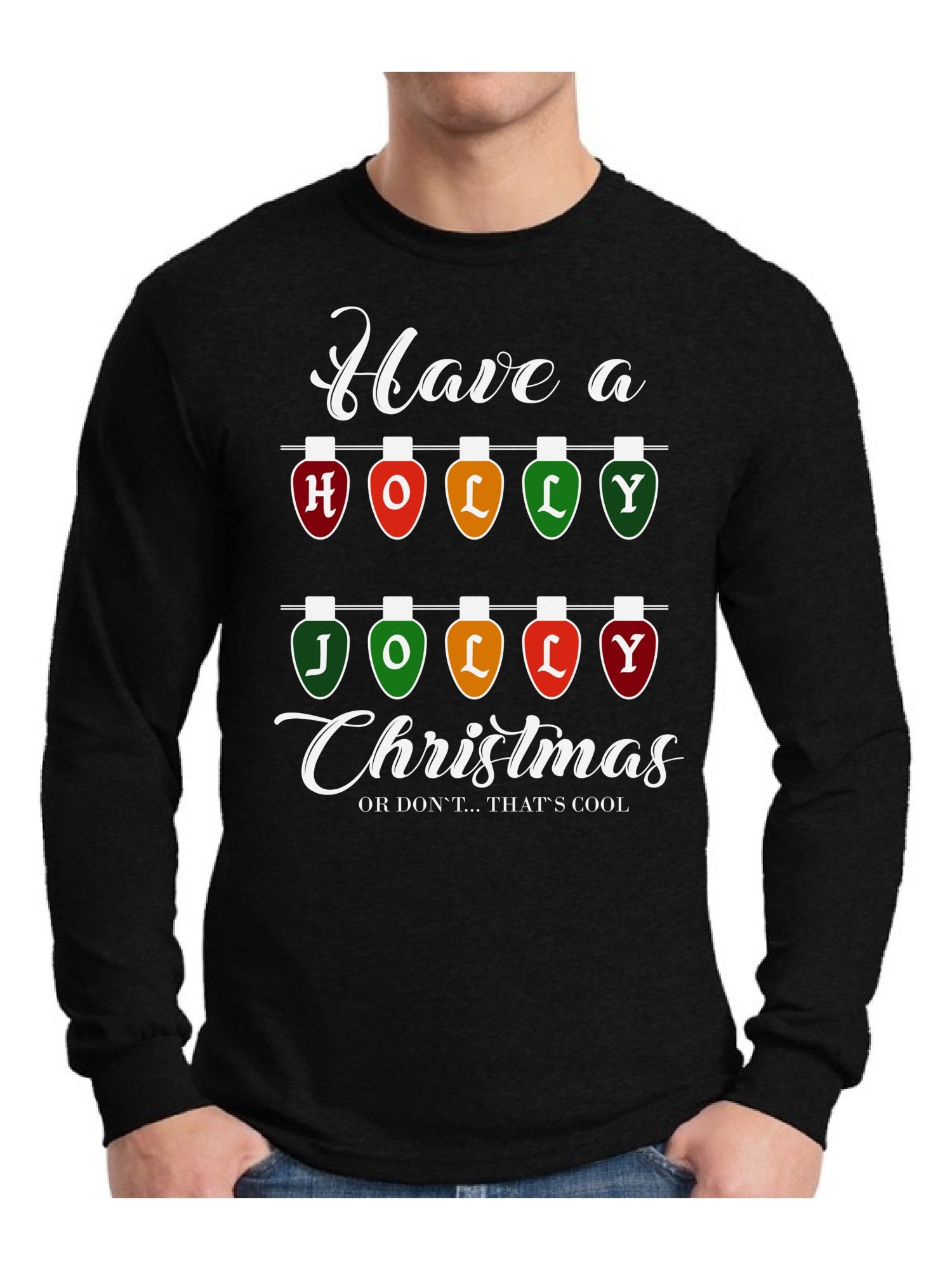 Styles Xmas Holly Jolly Christmas Ugly Christmas Sweater Long Sleeve T-Shirt For Men