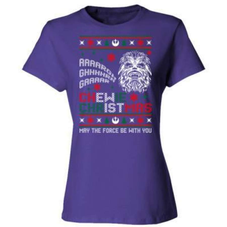 AGR Chewie Ugly Christmas Sweater May The Force Be With You – Ladies’ Cotton T-Shirt