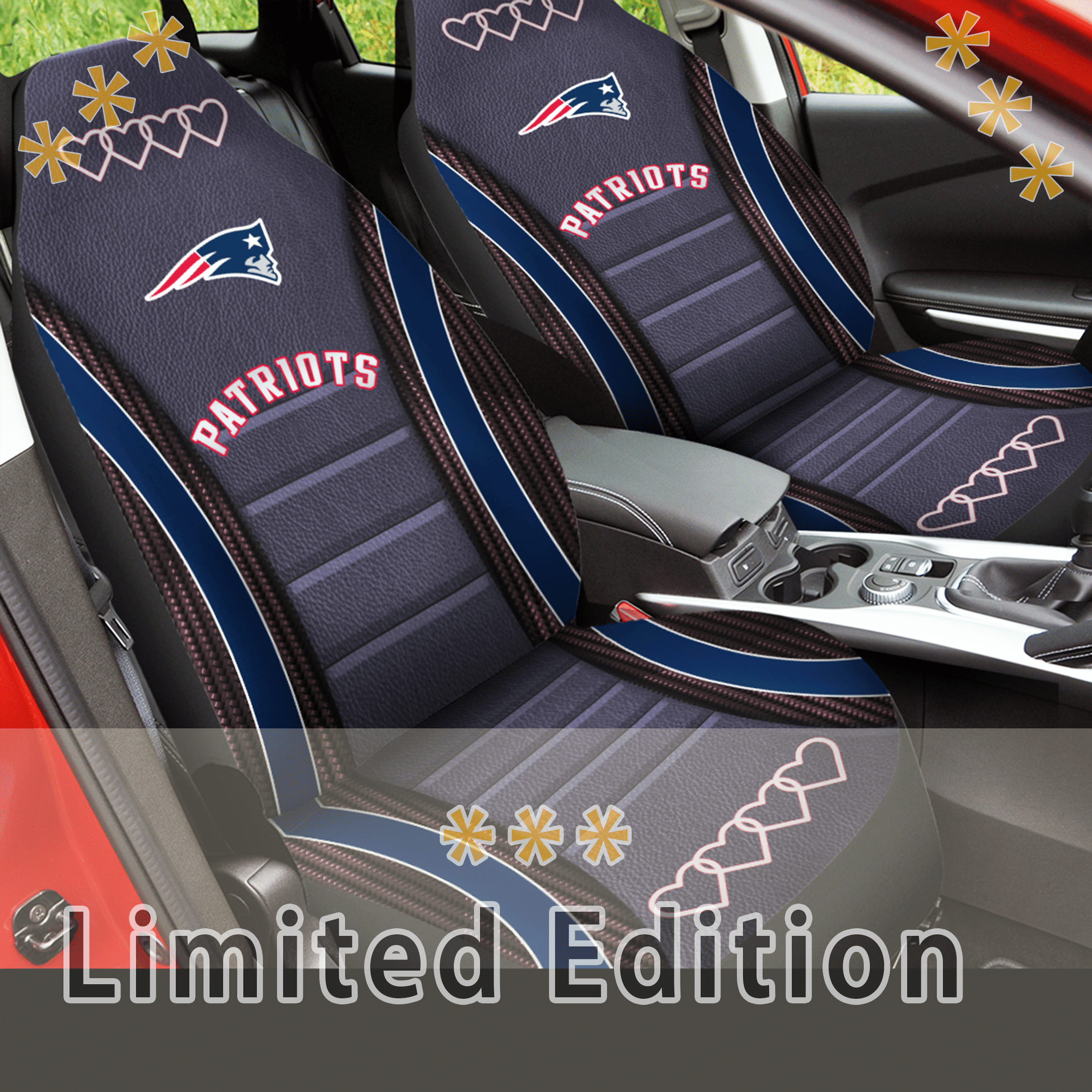 New England Patriots Car Seat Covers (Set Of 2) – V2