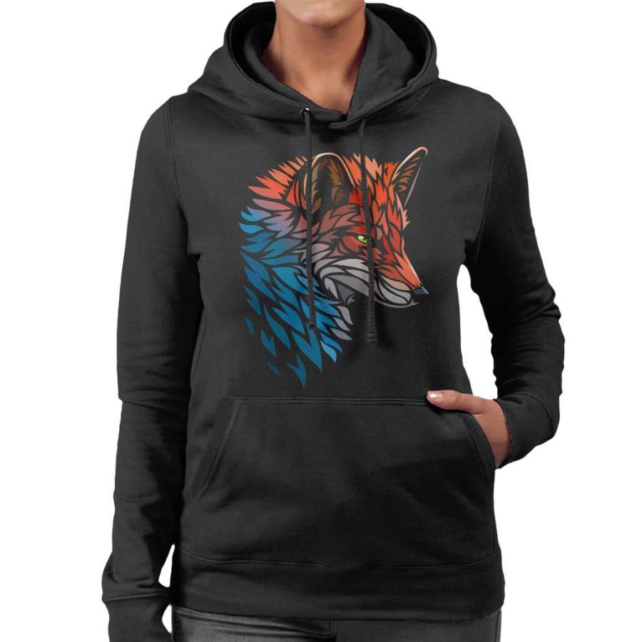 Tribal Fox Women’s Hooded Sweatshirt