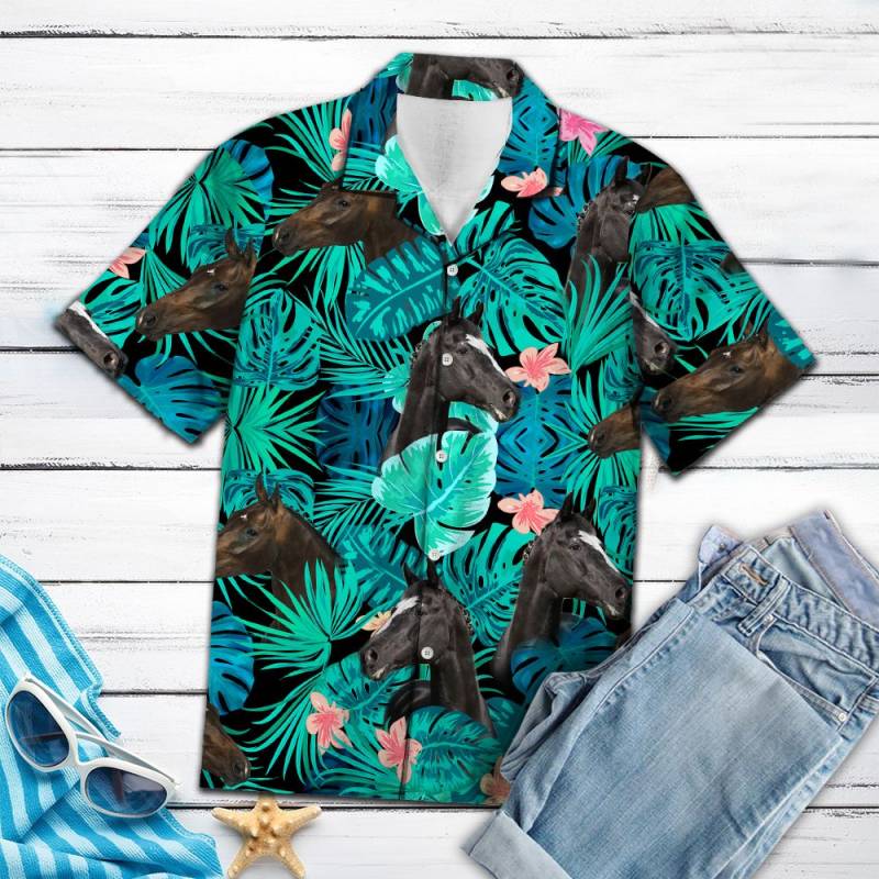 Dutch Warmblood Green Tropical Hawaiian Shirt Ha6275