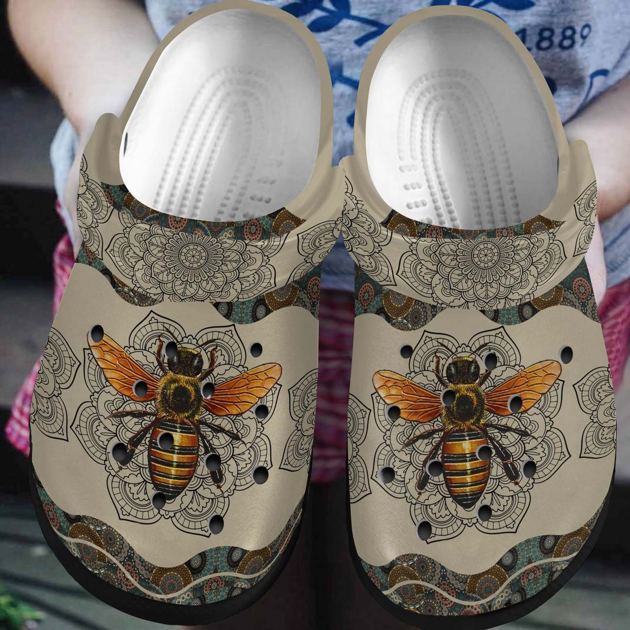 Bee Personalized Clog, Custom Name, Text, Color, Number Fashion Style For Women, Men, Kid, Print 3D Bee Floral