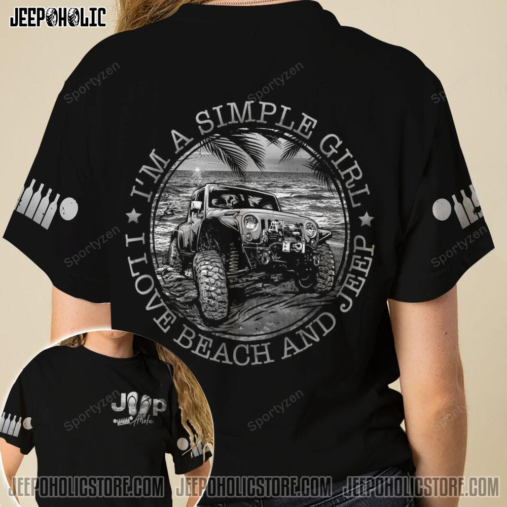 Im A Simple Girl Love Beach & Jeep Unisex Aop T-Shirt #Kv