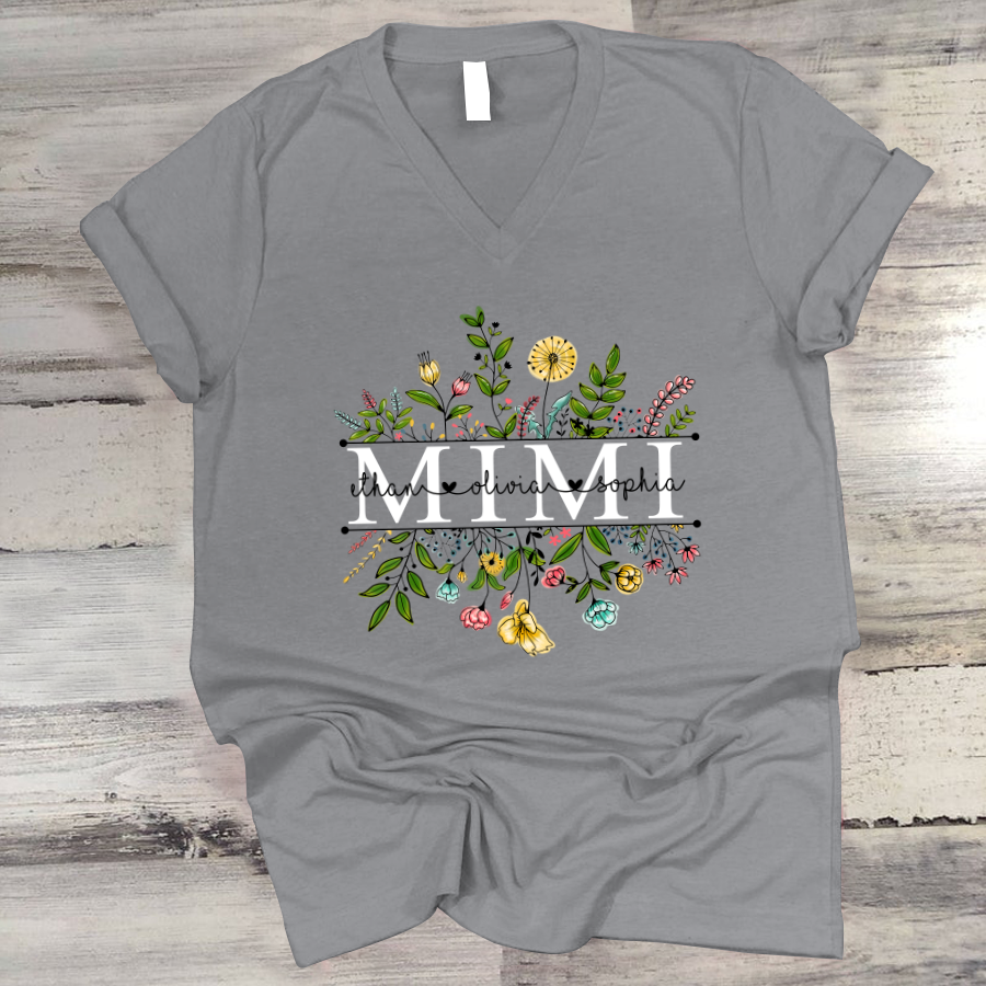 Wildflowers Mimi And Grandkids V-Neck