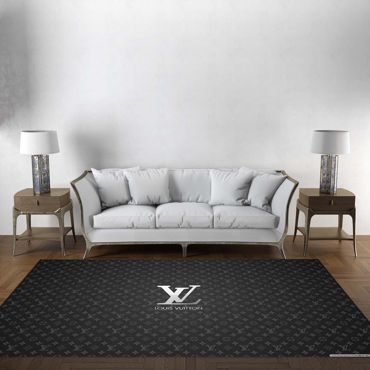 LV Insprired Rug, Luxury Hypebeast Living Room Bedroom Carpet, Fashion Brand Floor Decor