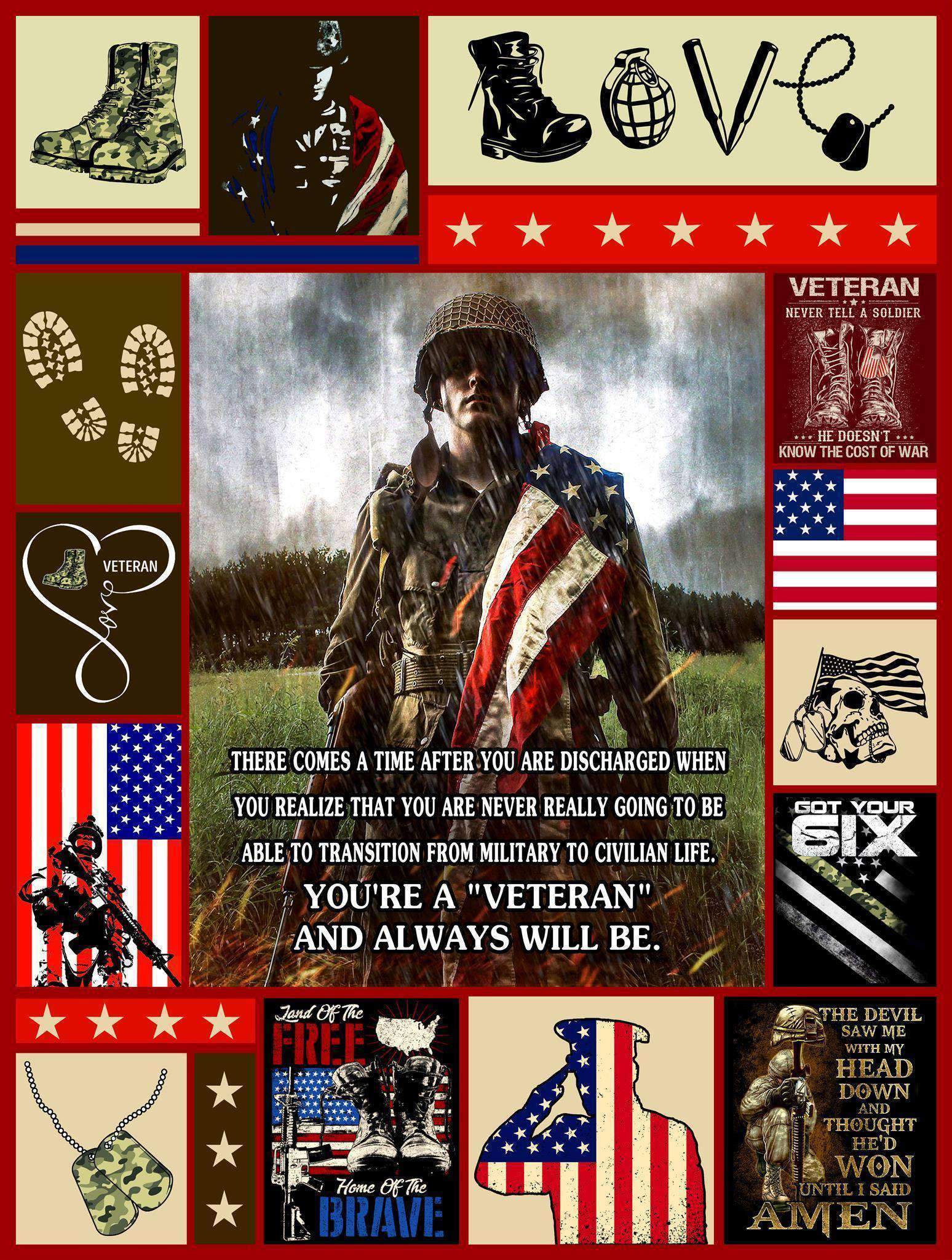 You Are A Veteran And Always Will Be Fleece Blanket Print 3D, Unisex, Kid, Adult