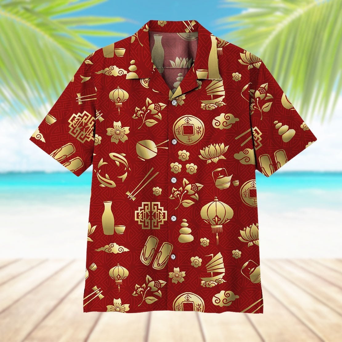 Gold Asian Culture Hawaii Shirt For Men Women Adult Ha62453