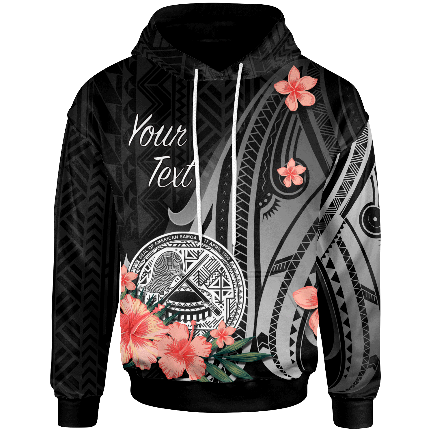 American Samoa Personalised Custom Hoodie –  Polynesian Hibiscus Pattern Style – BN27