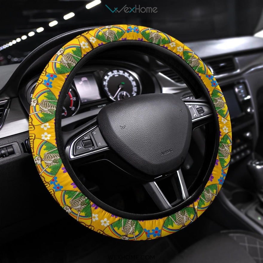 Rock Band Steering Wheel Cover | Grateful Dead Sunshine Floral Steering Wheel Cover