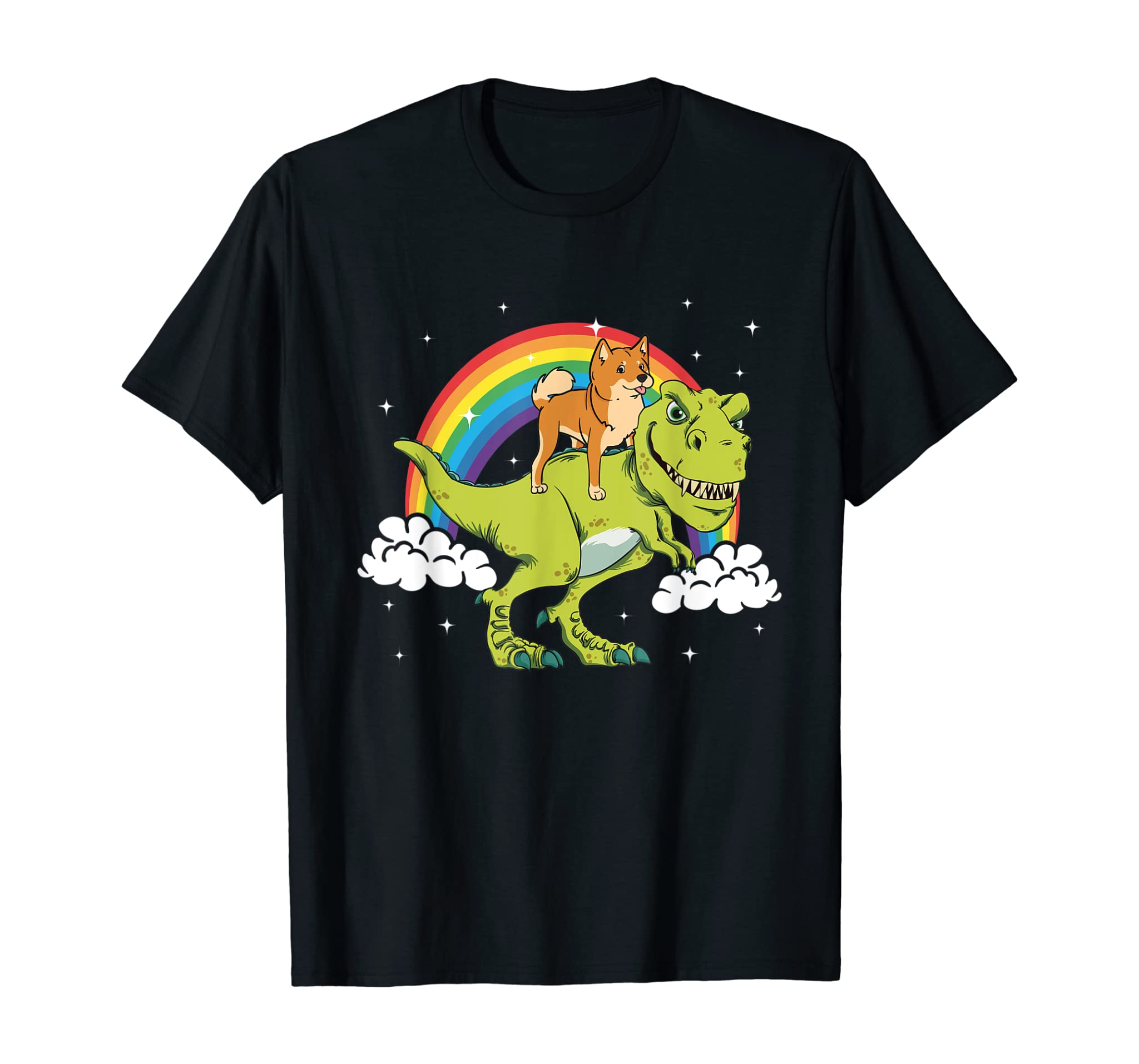 T-Rex Tyrannosaurus Rex Dinosaur Riding Shiba Inu Dog Tshirt