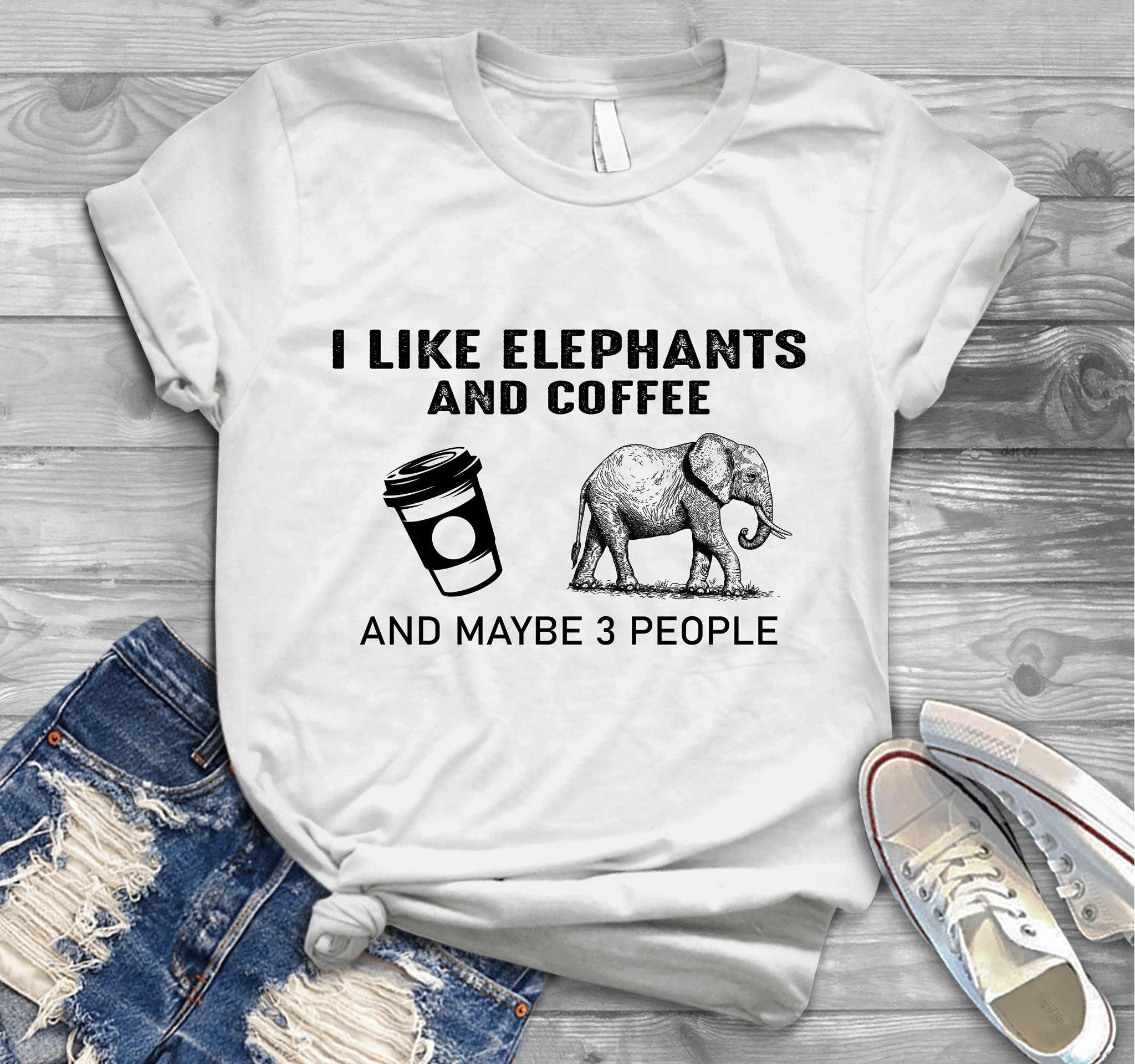 I like coffee and elephant – Standard T-shirt, gift for you, gift for her, gift for children, give for native lover, give for elephant lover