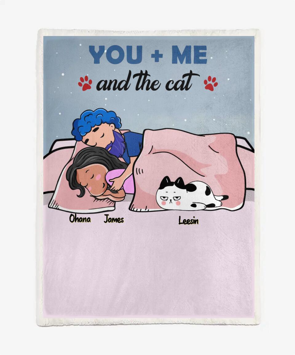 Excoolent Custom Sherpa Fleece Blanket For Couples, Birthday Gift With Personalized Name/Dad/Mom/Pets, You Me And The Pets Blanket