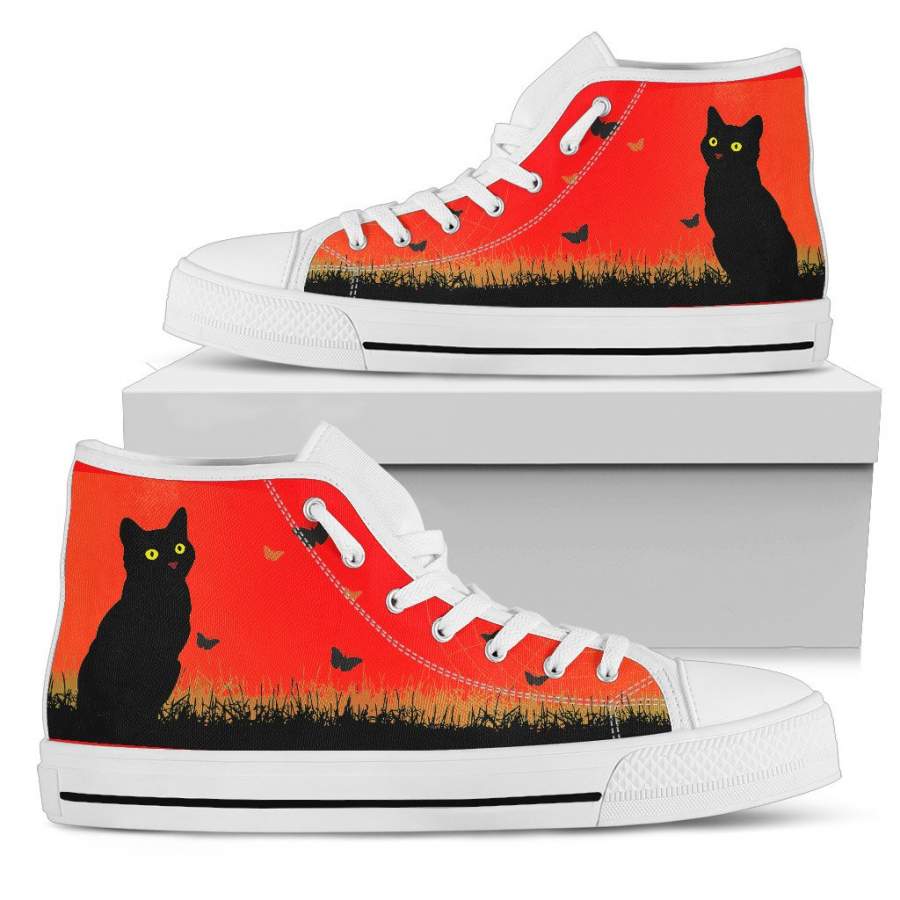 Express Black Cat Red Sky High Tops (Women’s)