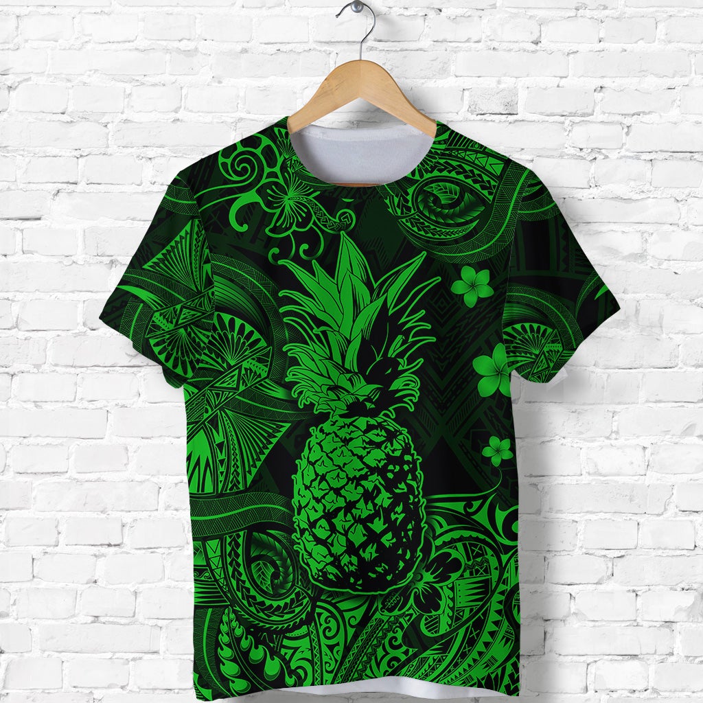 Hawaiian Pineapple Polynesian T Shirt Unique Style Green Ha107437