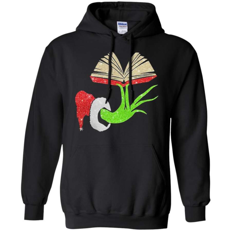 Christmas Grinch Hand Holding A Book Sweater Hoodie T-Shirt