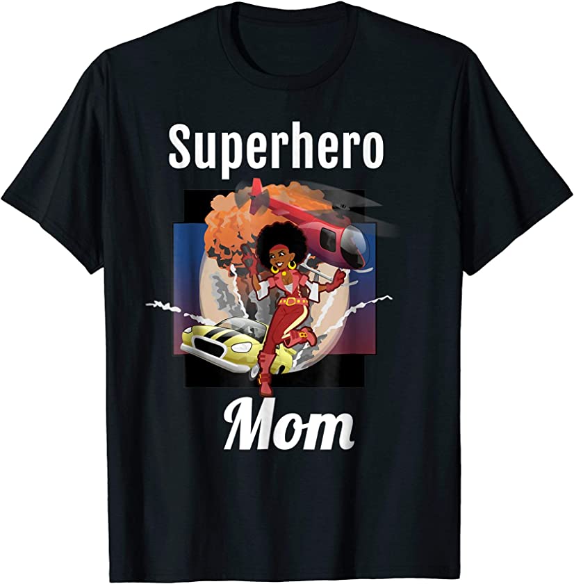 African American Black Superhero Mom Action T-shirt