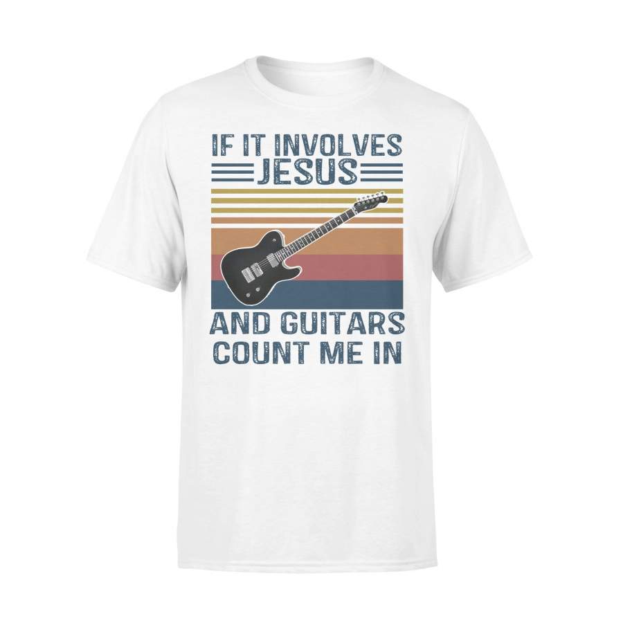 If It Involves Jesus And Guitars Count Me In Music Vintage T-shirt