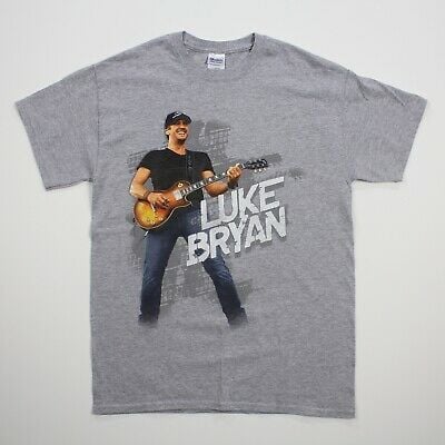 Vintage Luke Bryan Concert Tour Tshirt Gray Short Sleeve Shirt Top Sz M 5965