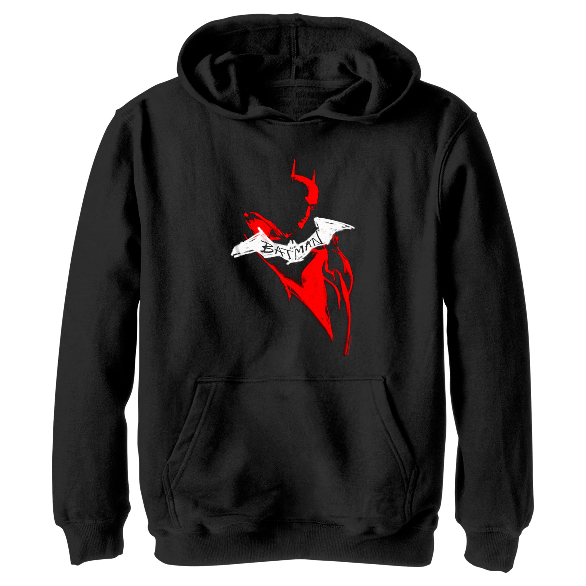 Boy’S The Batman Artistic Red & White Graffiti Pull Over Hoodie