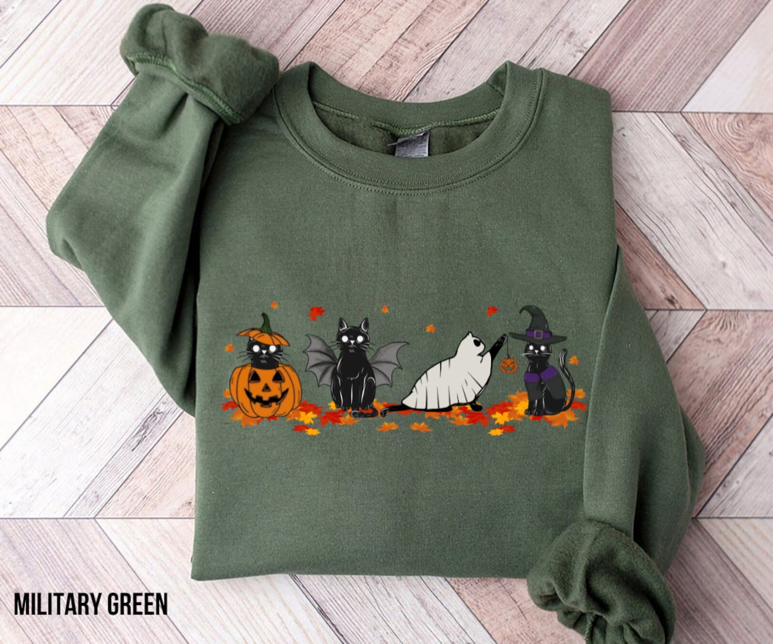 Cat Halloween 2D Crewneck Sweatshirt All Over Print Sweatshirt For Women Sweatshirt For Men Sws1280