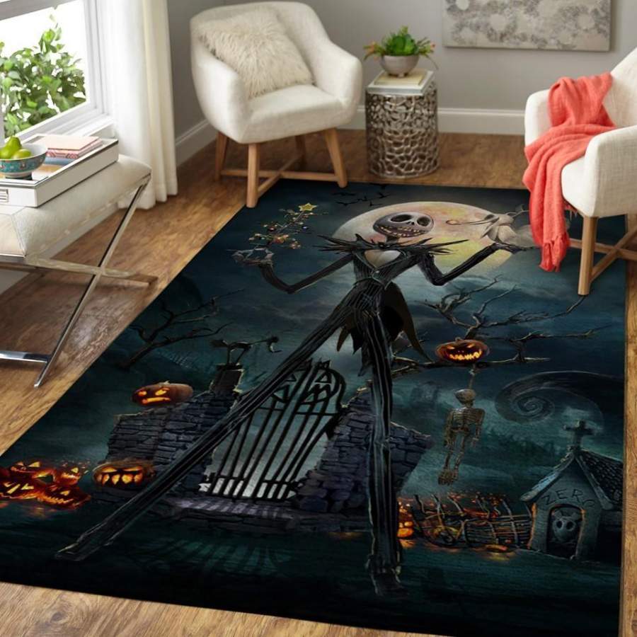 Jack Skellington – The Nightmare Before Christmas Movie – Halloween Area Rug Home Decor – HomeBeautyUS