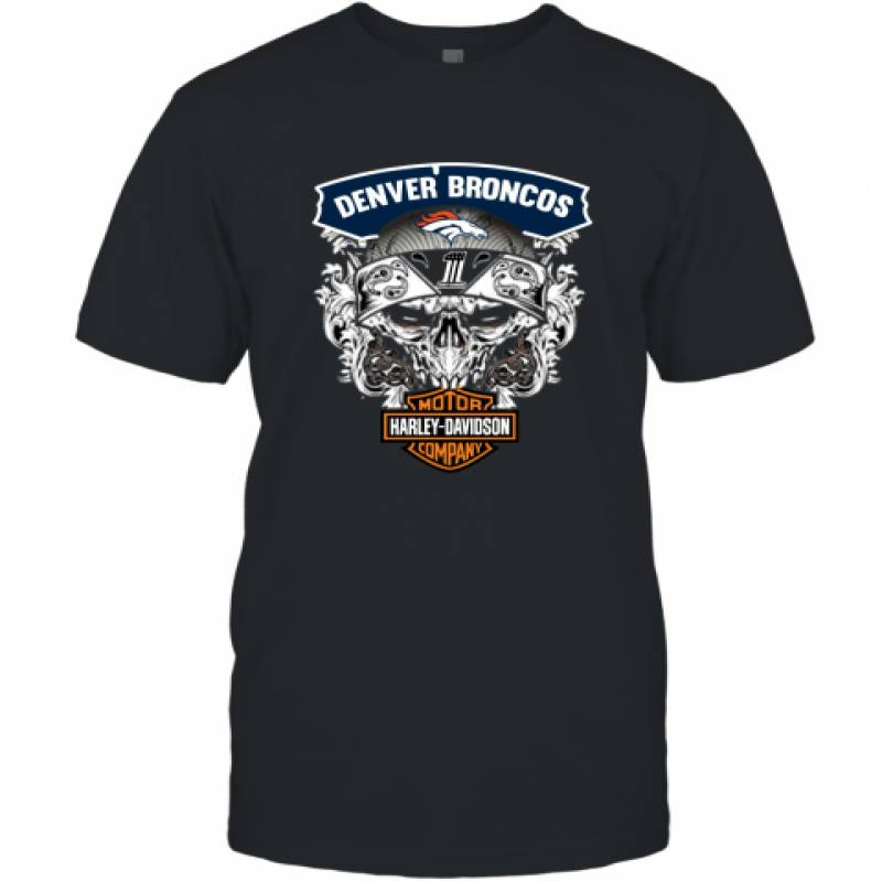 Skull Denver Broncos Harley Davidson shirt T-Shirt