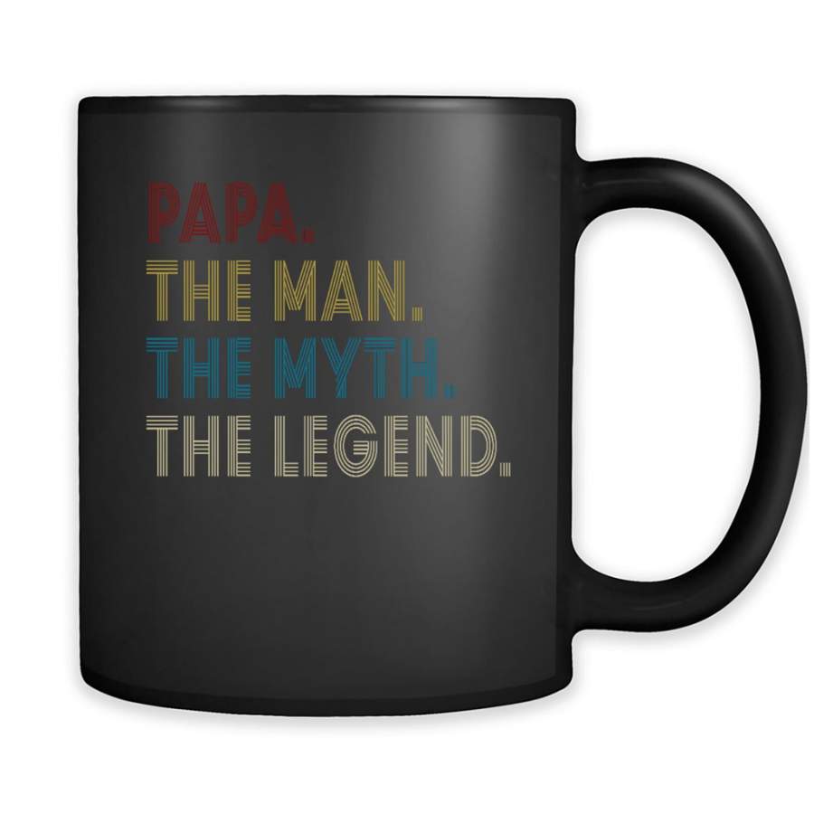 Papa Dad The Man The Myth The Legend, Vintage Retro – Full-Wrap Coffee Black Mug