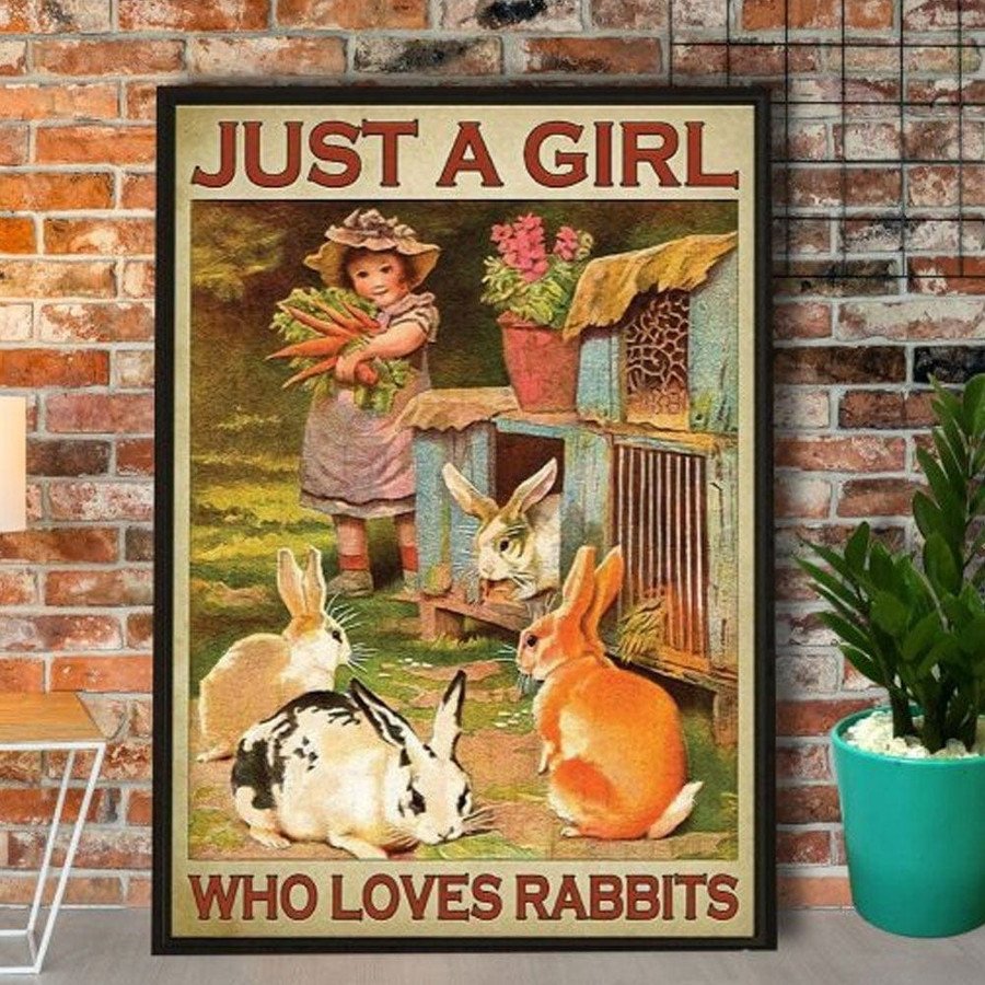 Just A Girl Who Love Rabbits Wall Art Canvas Prints, Bunny Wall Art For Bunny Lovers 2  – Posters Canvas Prints Wall Art