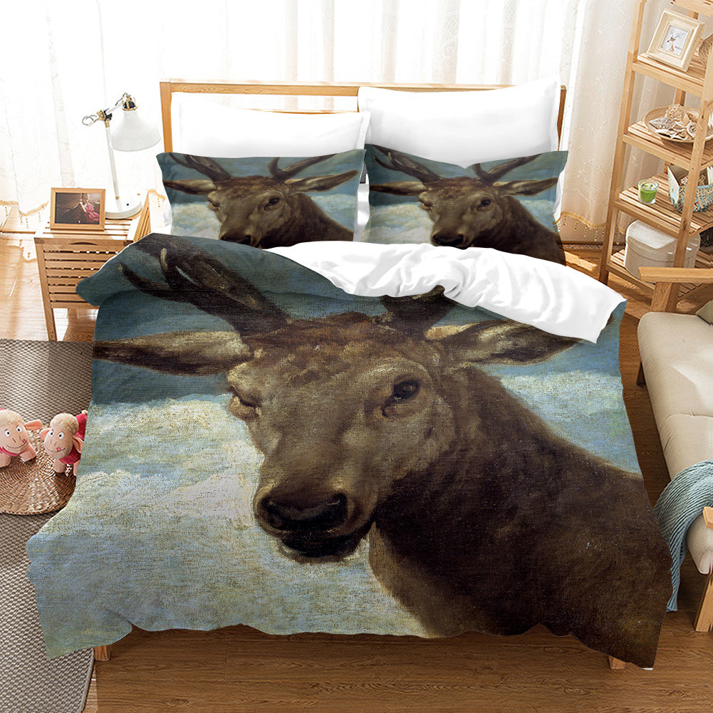 3D Hand Drawn Animal Elk Quilt Cover Set Bedding Set Duvet Cover Pillowcases 88