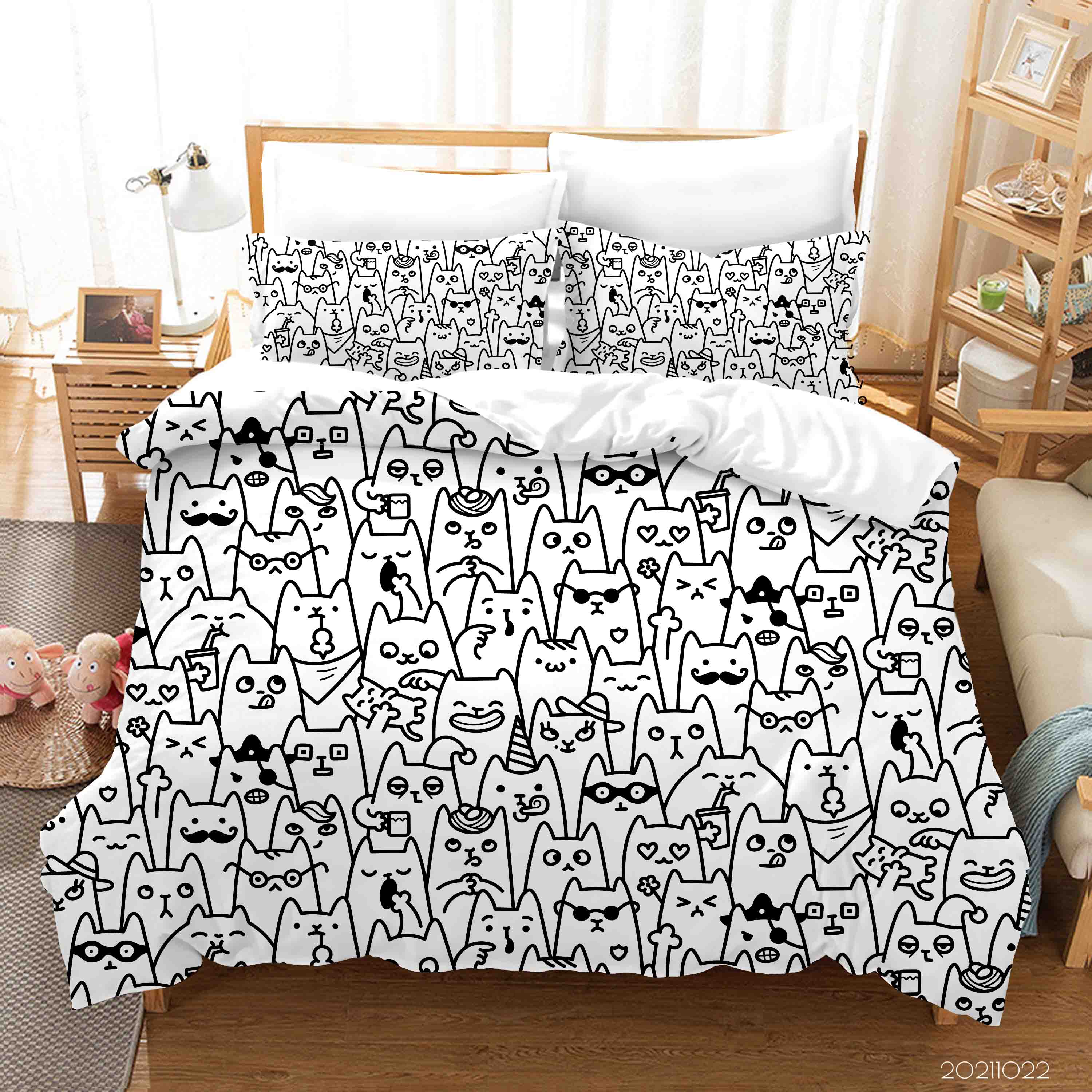 3D Cute Animal Doodle Quilt Cover Set Bedding Set Duvet Cover Pillowcases 31