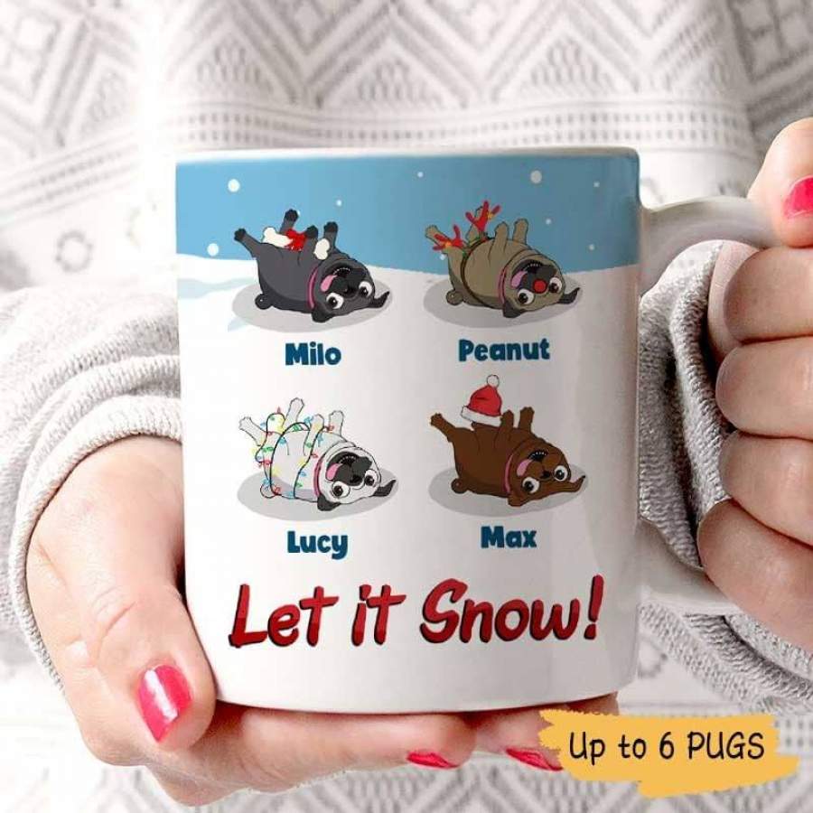 Let It Snow Pug Dog Personalized AOP Mug