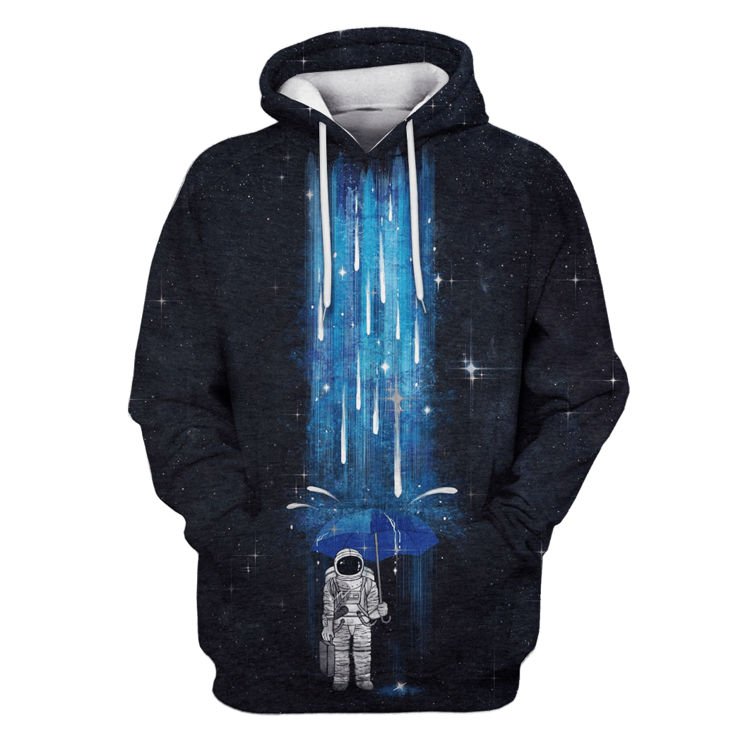 Astronaut Standing Under The Rain Custom T-Shirt – Hoodies Apparel