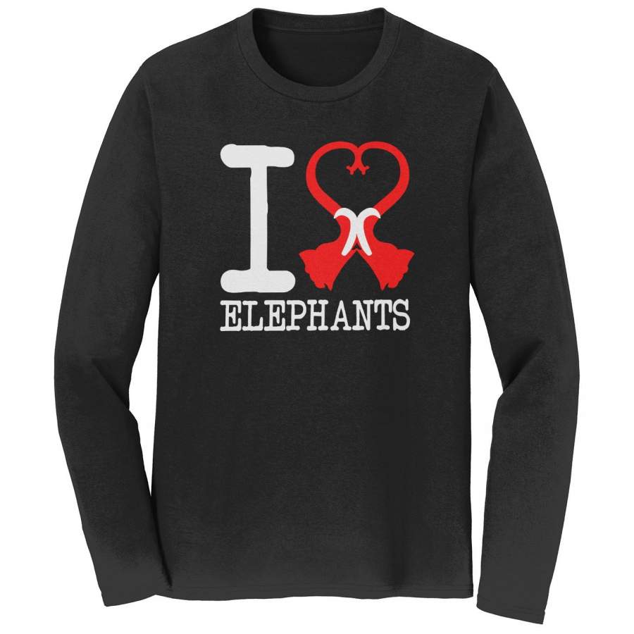 I Heart Elephants – Adult Unisex Long Sleeve T-Shirt