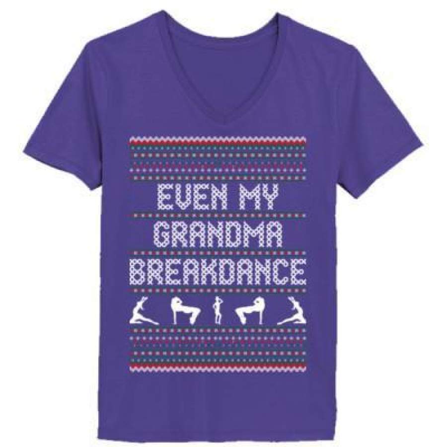 AGR Even My Grandma Breakdance – Ladies’ V-Neck T-Shirt