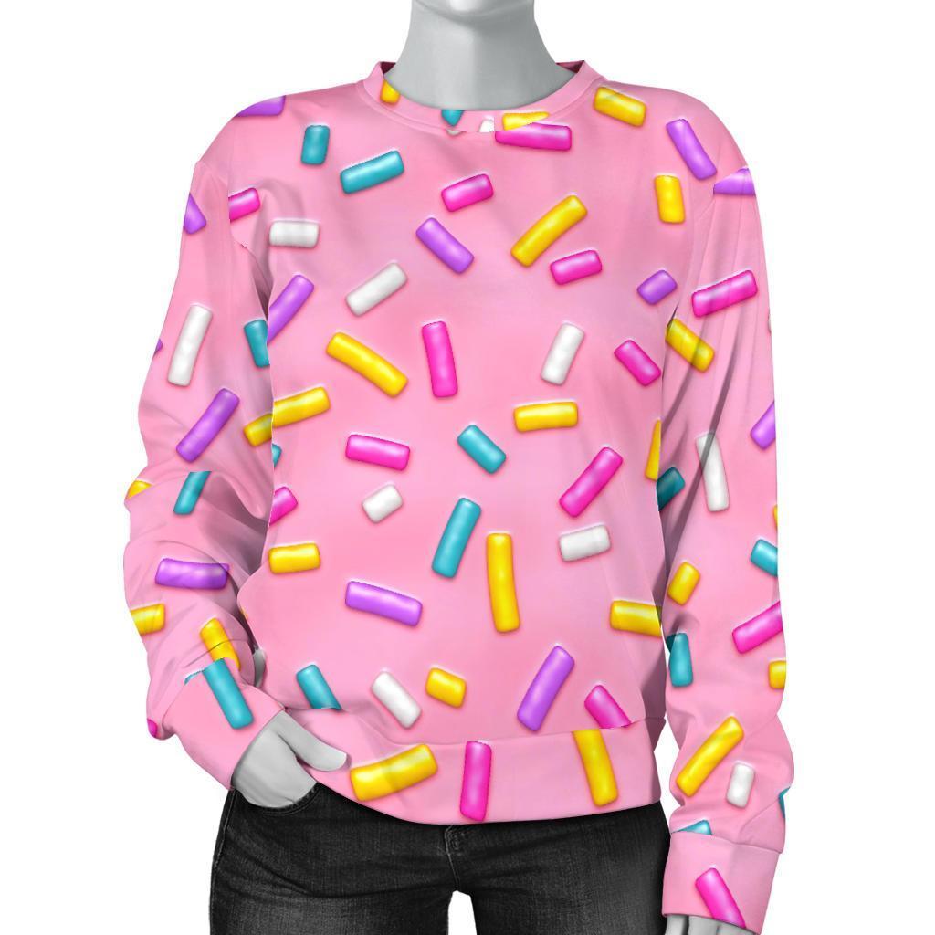 Pink Candy Pattern Print Women’S Sweatshirt