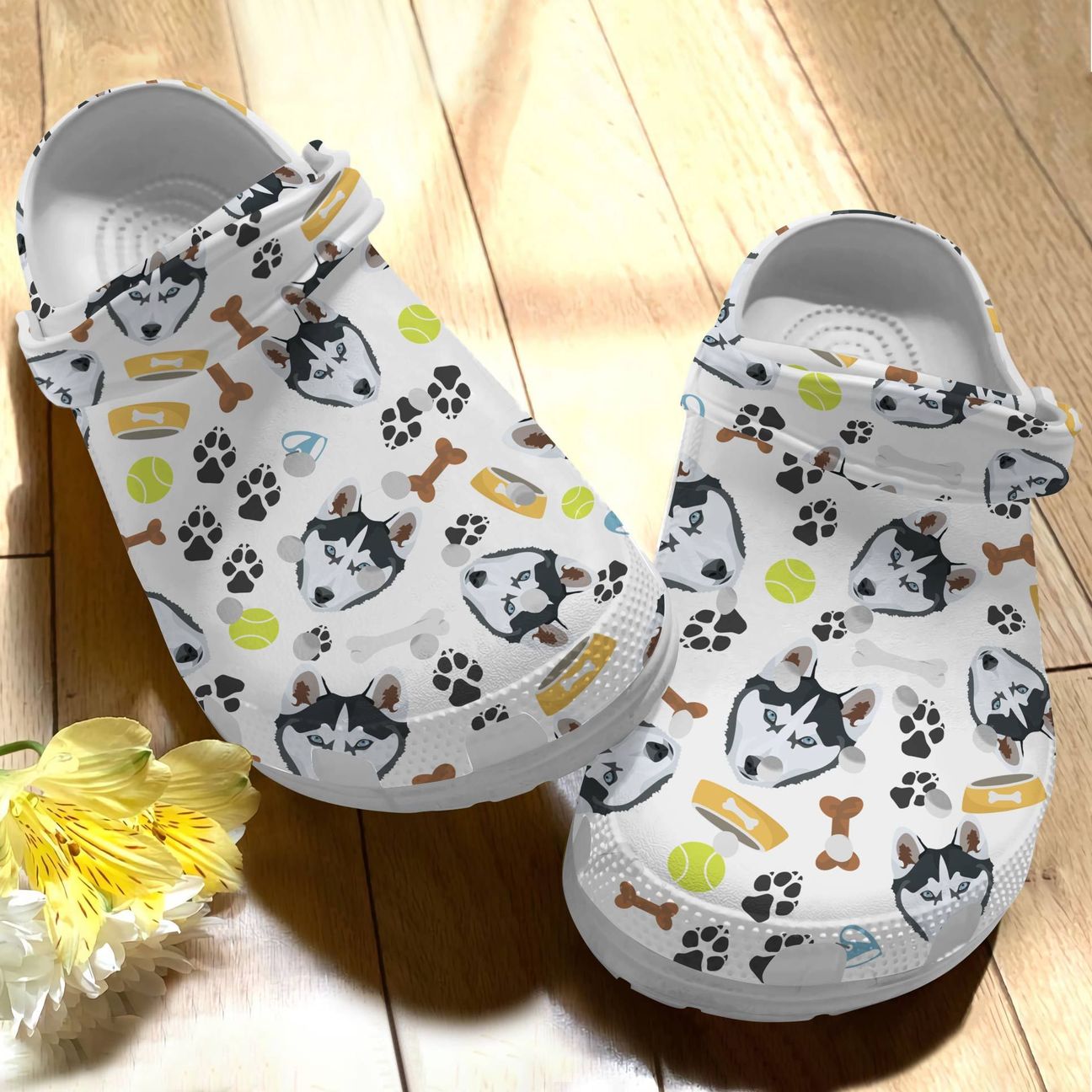 Dog Personalize Clog, Custom Name, Text, Fashion Style For Women, Men, Kid, Print 3D Husky V1