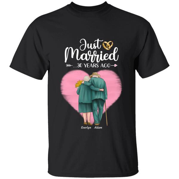 Just Married Couples Personalized T-Shirt Black Ts-Gh131