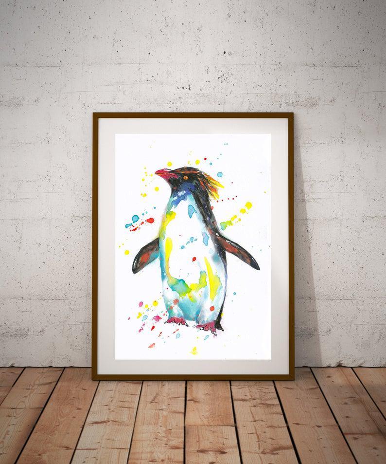 Penguin Print, Penguin Poster,Animal Print, Handmade