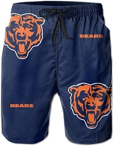 Mens 3D Chicago Bears Solid Color Customized Logo Swim Trunks Beach Party Game Gifts Sports Swimming Short Pants 3D