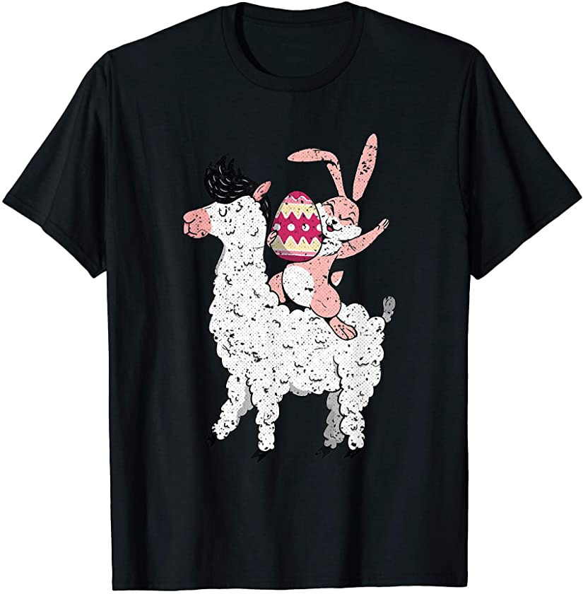 Bunny Riding Llama Happy Easter Cute Animal Lover T-Shirt