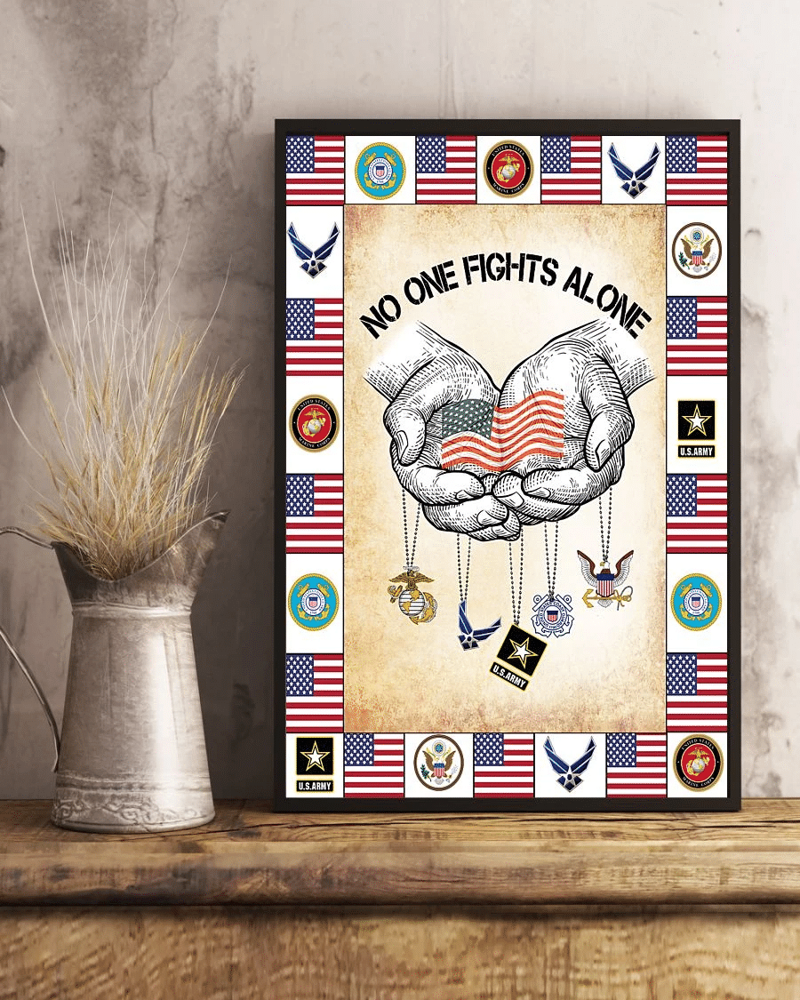 Usa Veteran No One Fights Alone Poster Canvas – Vintage Home Decor Wall Art Evg80980