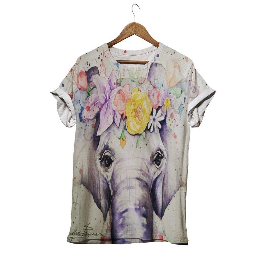 Vintage Floral Elephant T-shirt