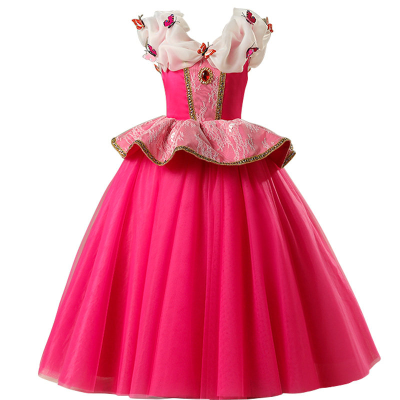 2018 Fashion Girl Dress Sleeping Beauty Aurora Princess High Quality for Kids Birthday Party Clothes Girls Cosplay Costume Robe alx