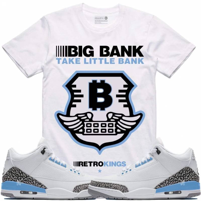 Air Jordan Retro Unc Elephant Cement Sneaker T-Shirt Big Bank Rk