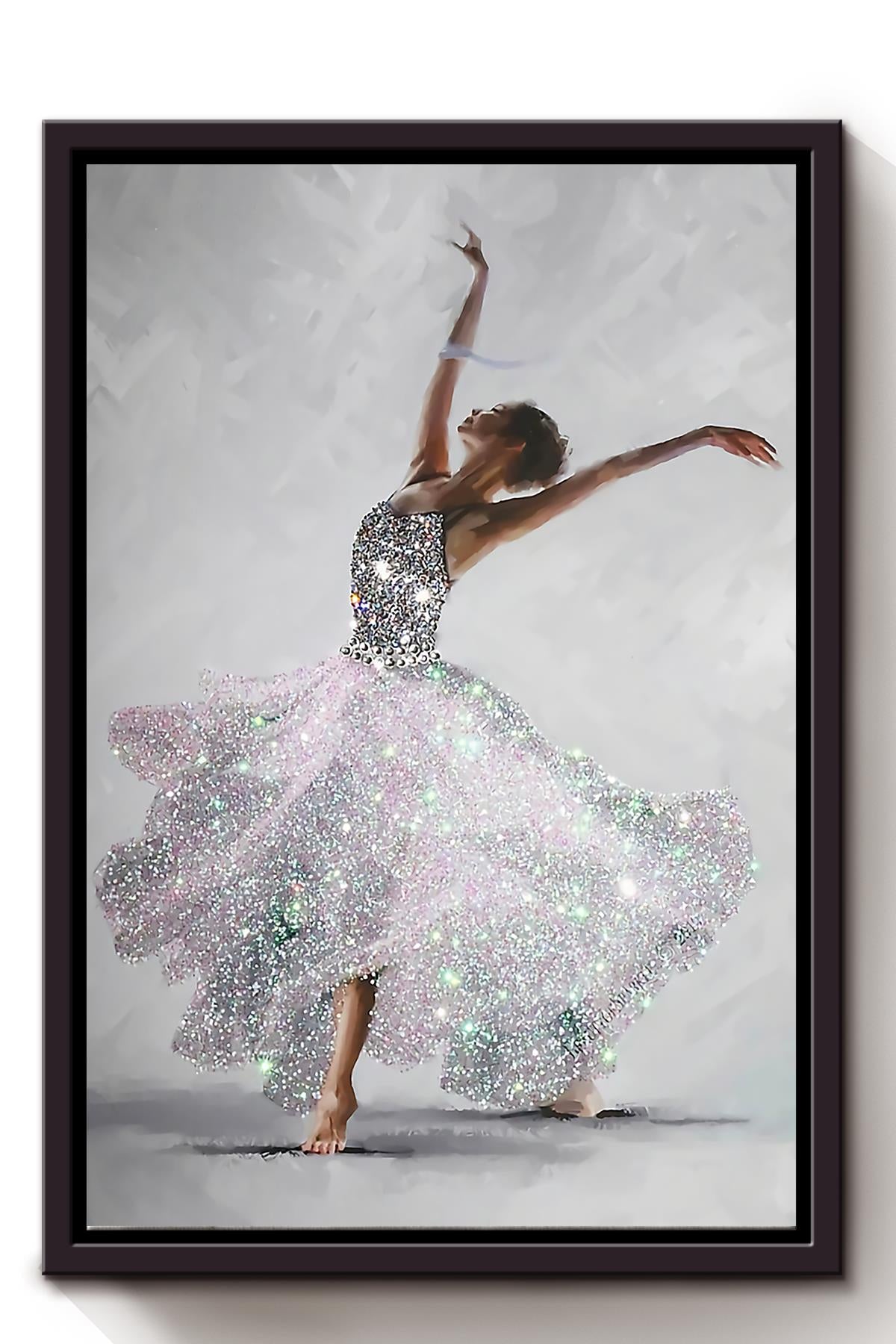 Beautiful Girl Dancing In White Dress Wall Art For Home Decor Framed Matte Canvas