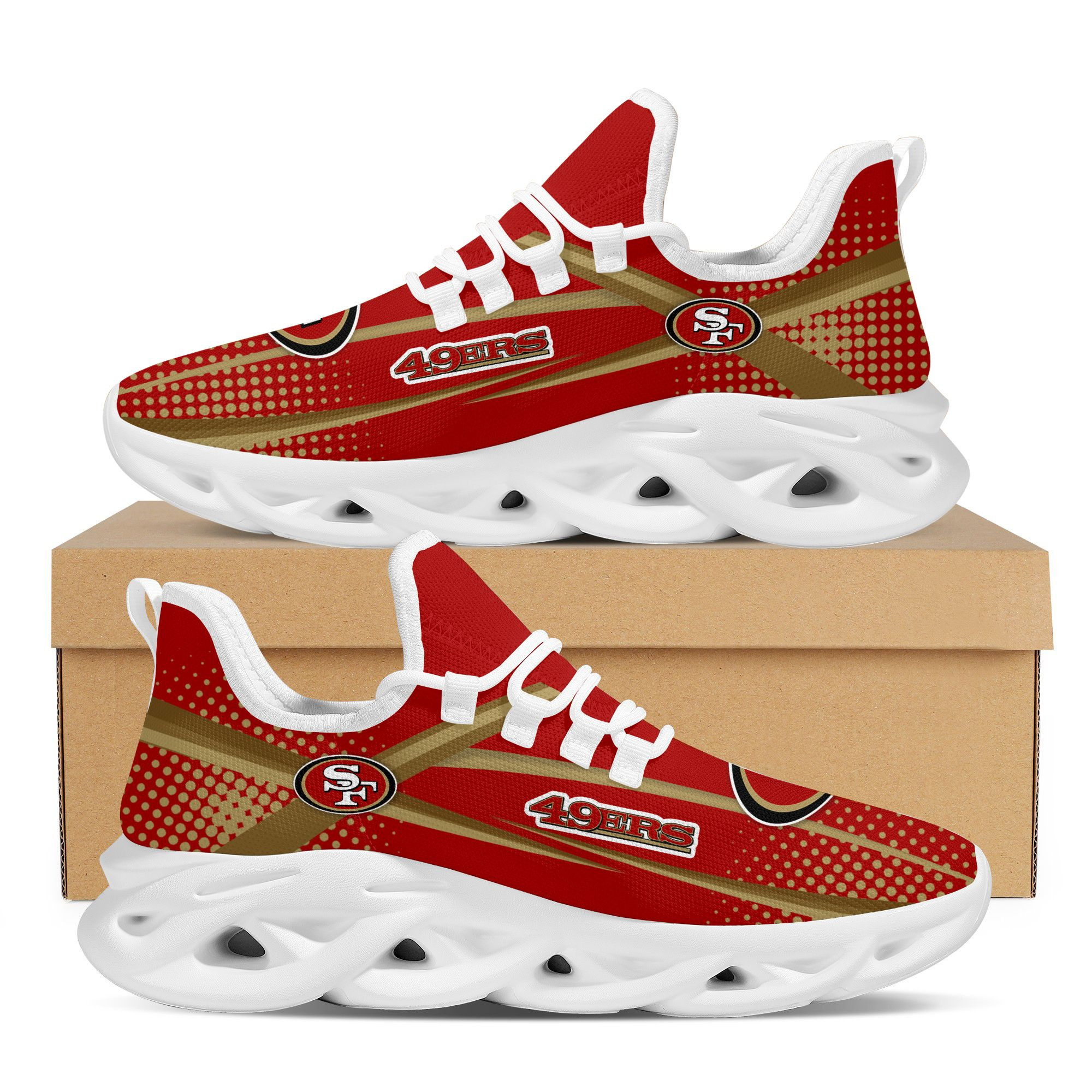 San Francisco 49Ersfootball Team Symbol Geometric Sporty Max Soul Sneakers Shoes Footwear For Men And Women