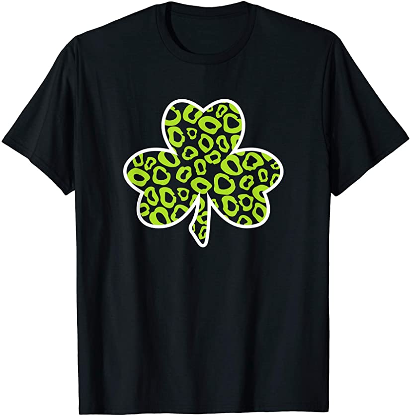 St. Patrick’s Day Lucky Leopard Shamrock Clover T-Shirt