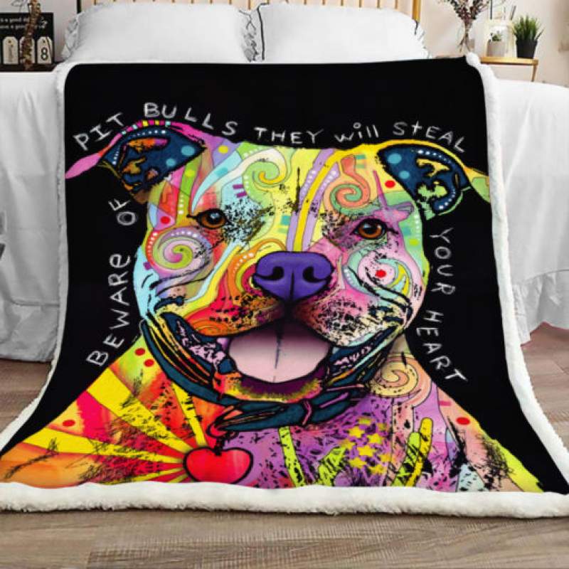 Pitbull Dog Sherpa Blanket JR1303 81O52