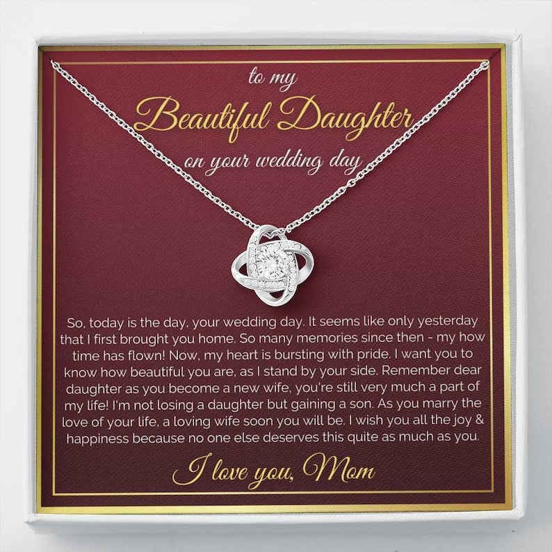 Wedding Gift For Bride From Mom, Necklace To Daughter On Wedding Day From Mother, Necklace Gift For Bride