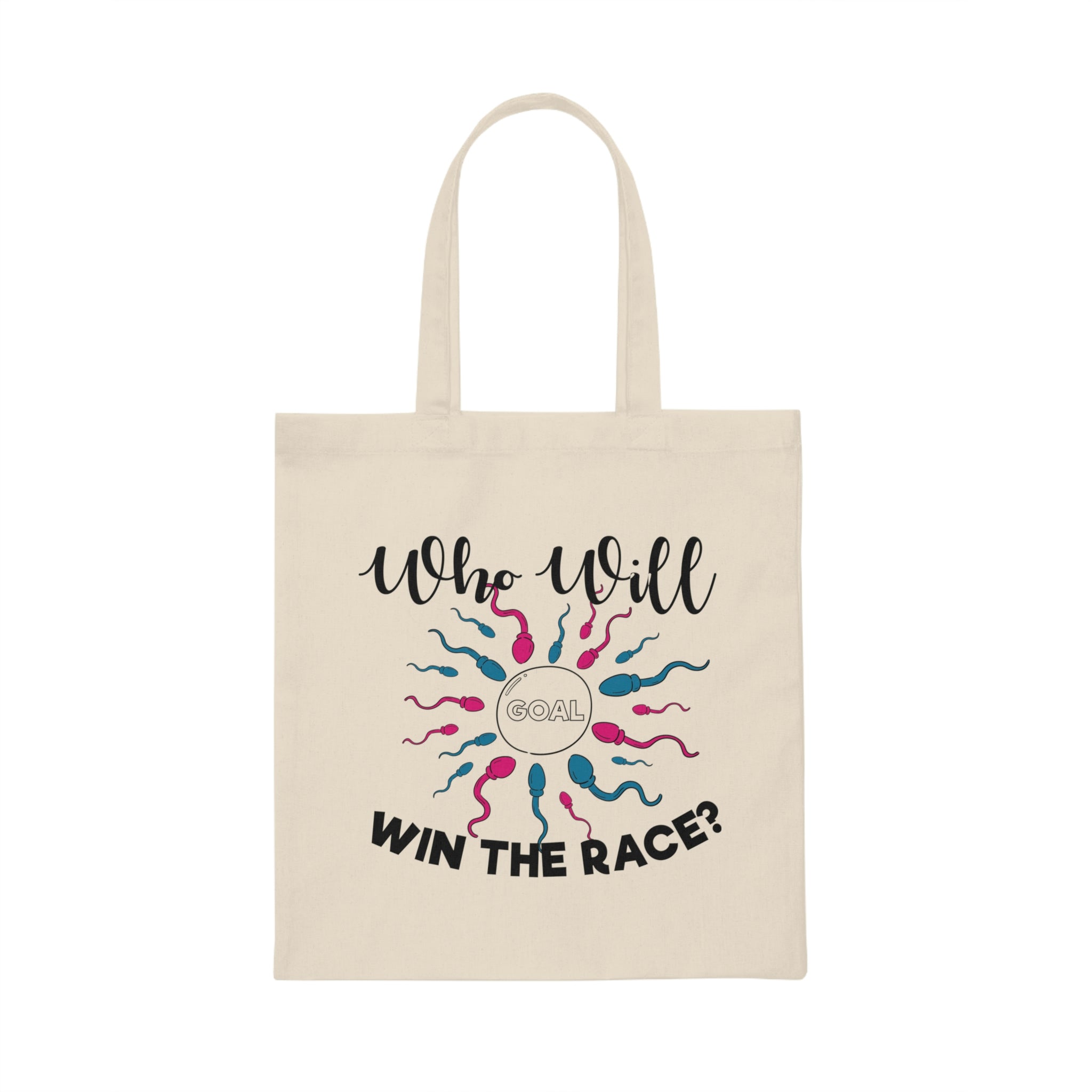 Who Will Win The Race Funny Gender Announcement Shirt Canvas Tote Bag